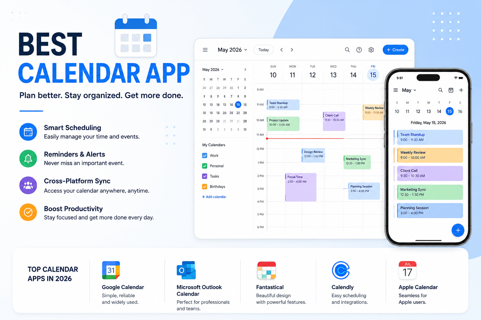 Best Calendar App: 15 Top Picks for Work, Study, and Personal Life (2026)